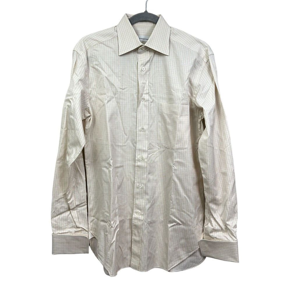 Ermenegildo Zegna Men Plaid Shirt Button Up Long Sleeve Turnback Cuffs Sz 38/15*
